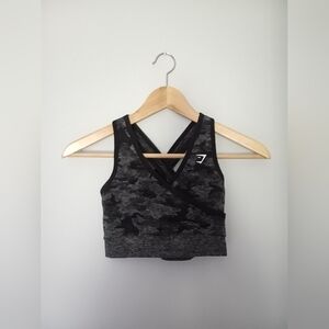Gymshark Black & Gray Camo Sports Bra S